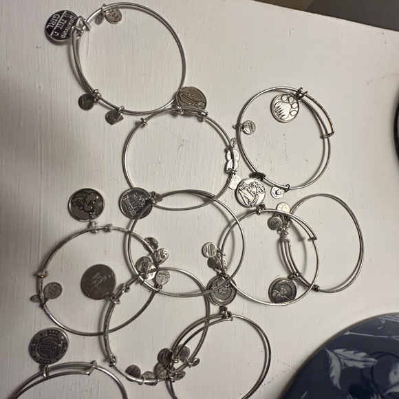 ALEX & ANI Bundle Silver Charm Bangle Bracelet Set w/ 8 Styles and Designs - Picture 9 of 9